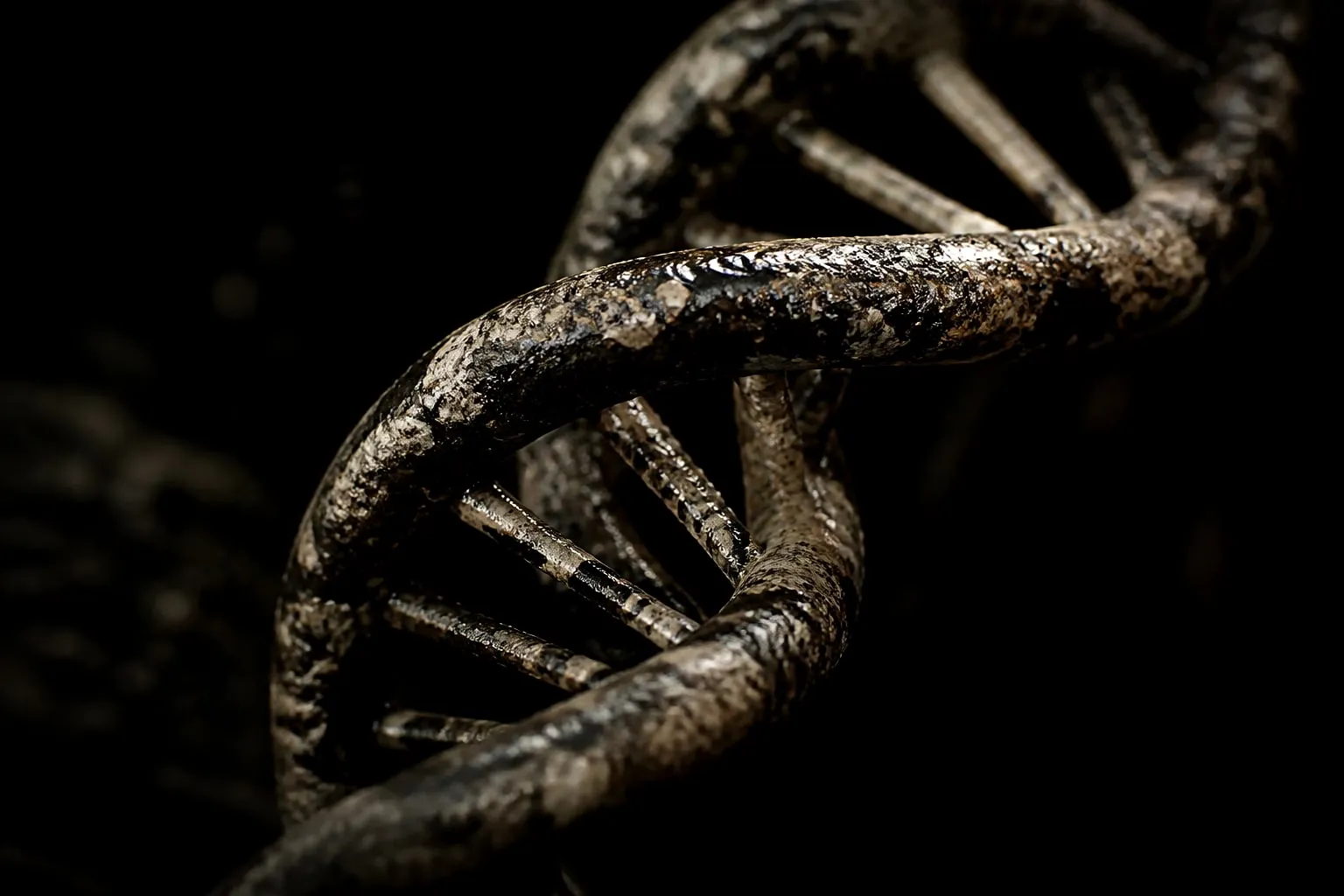 Editorial illustration: dna helix model science macro