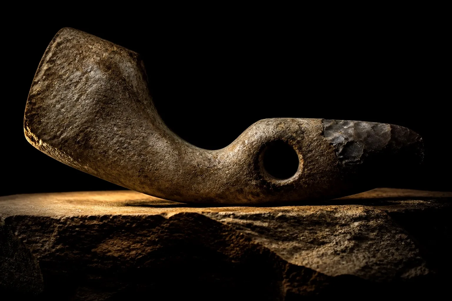 Editorial illustration: prehistoric flint stone tool archaeology