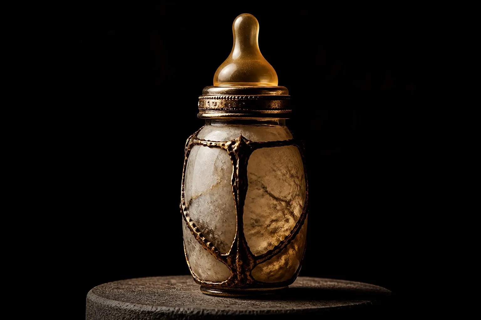 Editorial illustration: baby bottle close up minimal still life