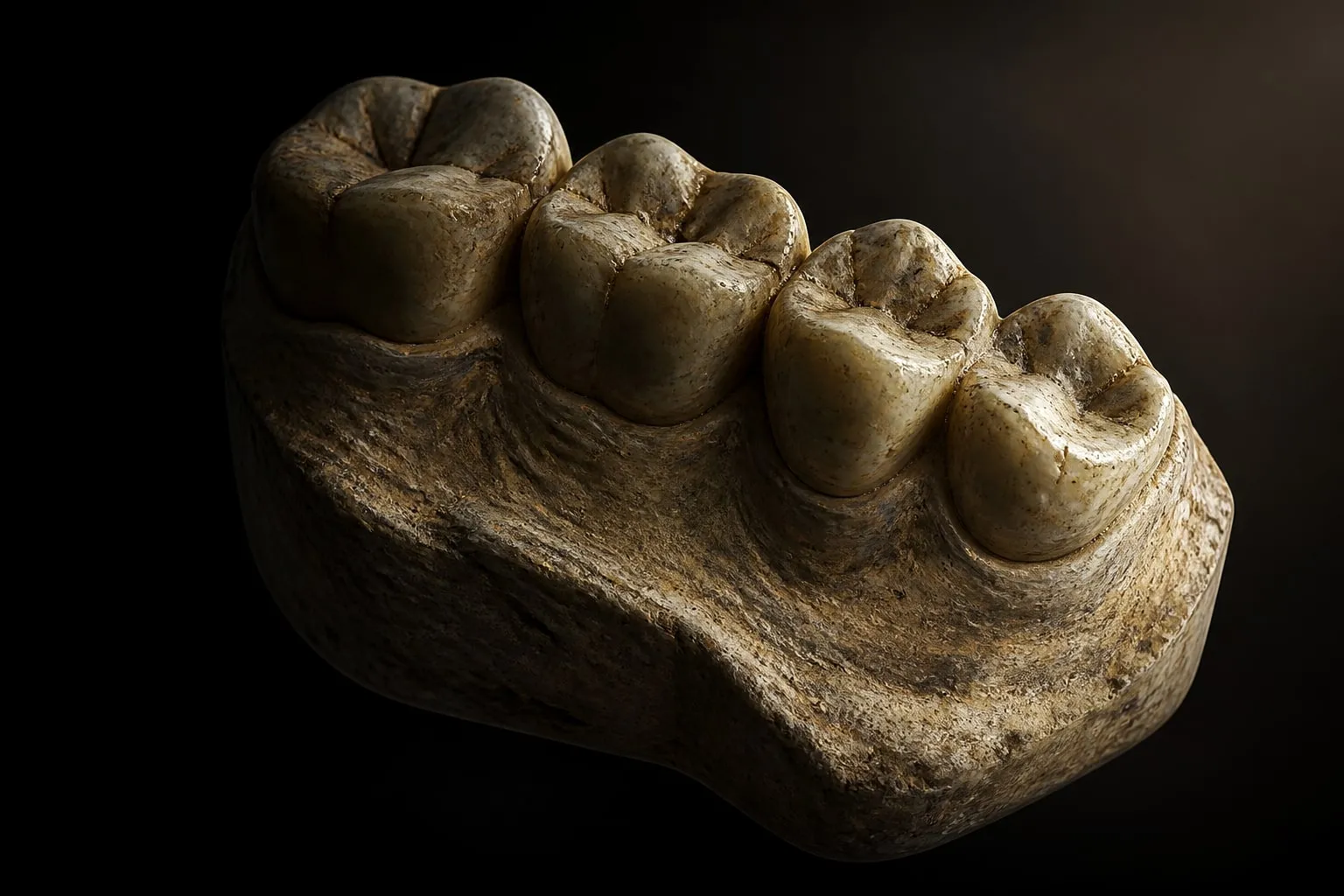 Editorial illustration: dental model molar teeth cast close up