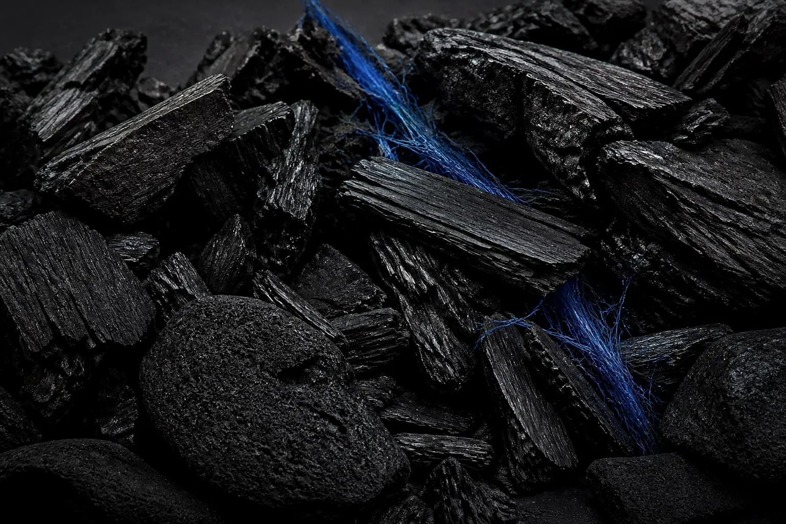 Editorial illustration: activated charcoal powder macro black