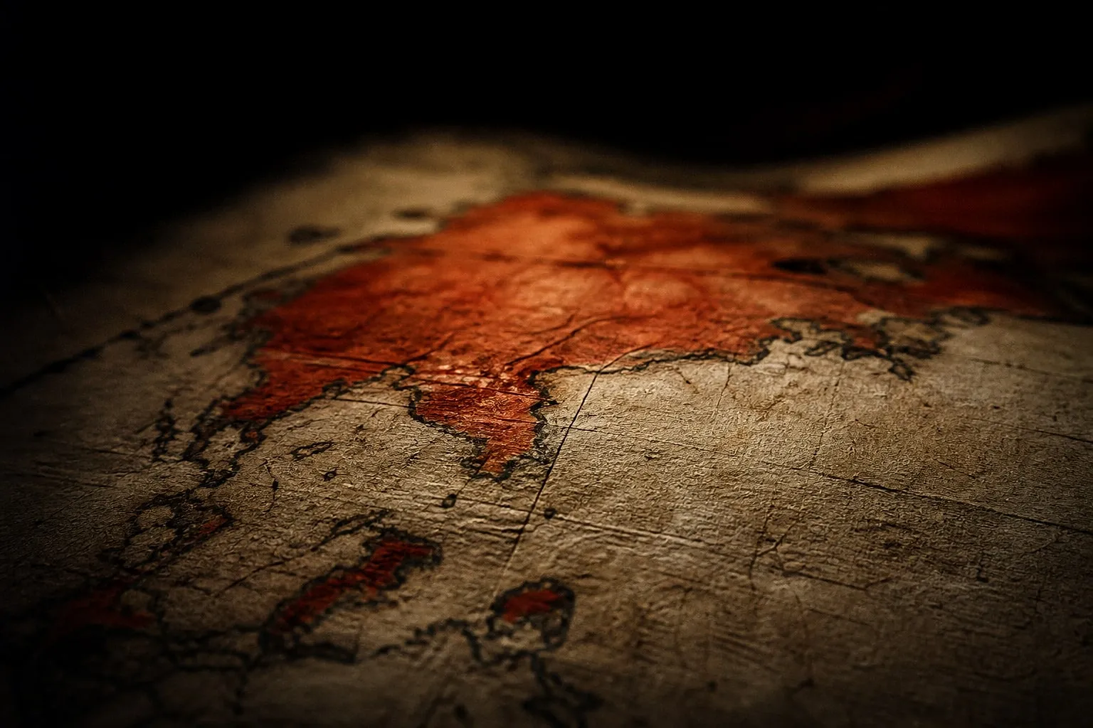 Editorial illustration: world map old paper macro