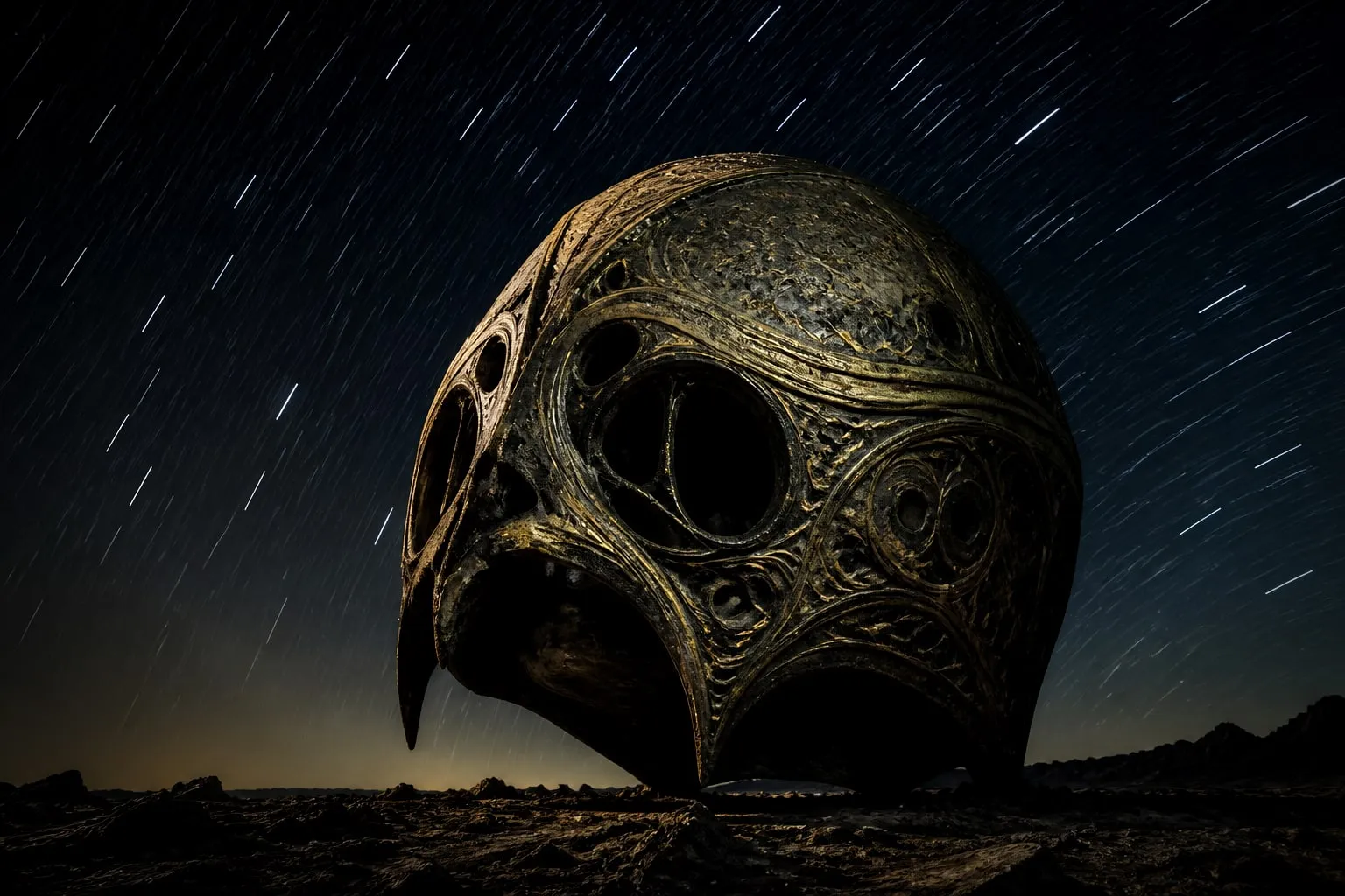 Editorial illustration: stars night sky long exposure