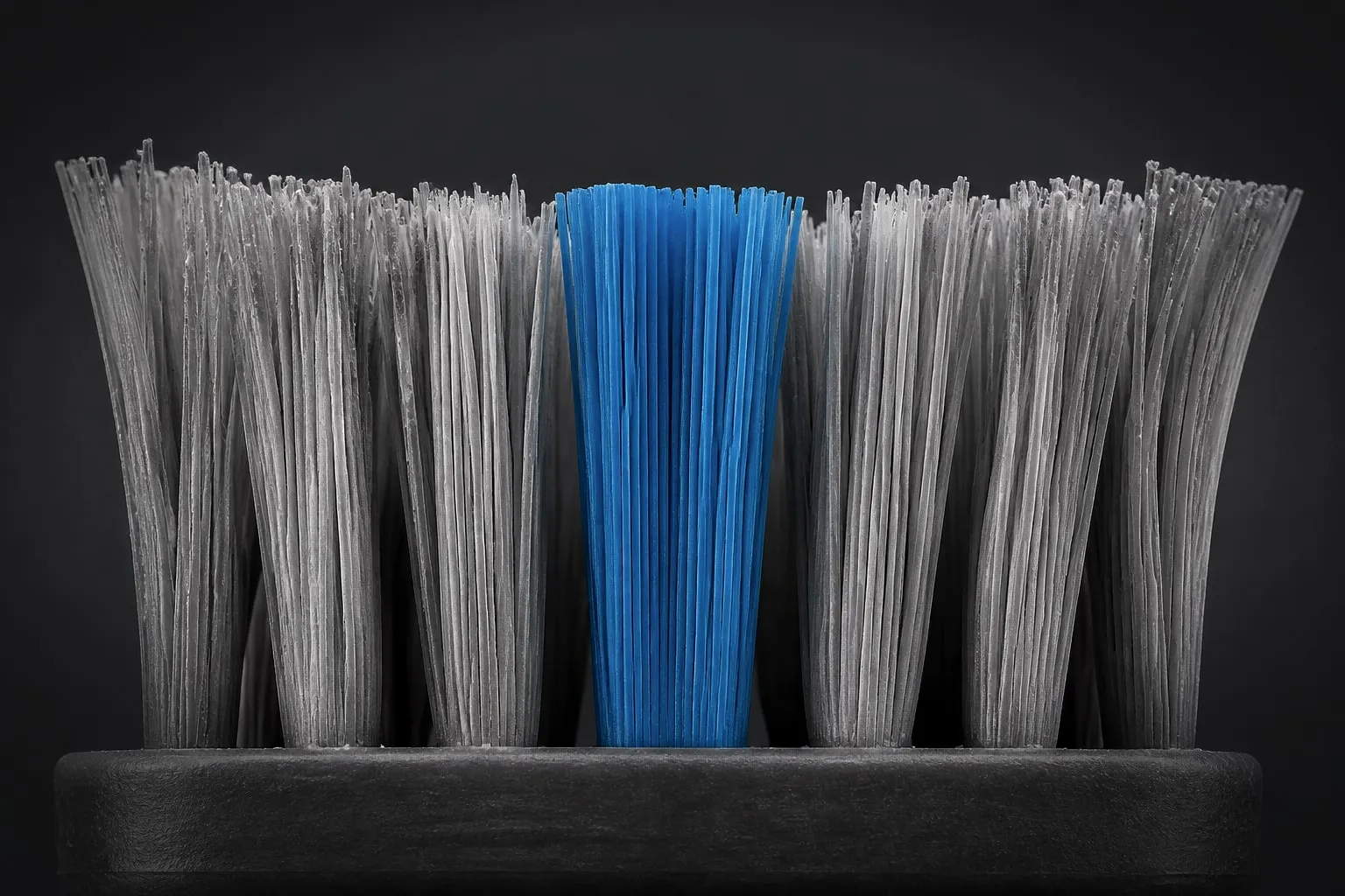 Editorial illustration: toothbrush bristles macro close up dark