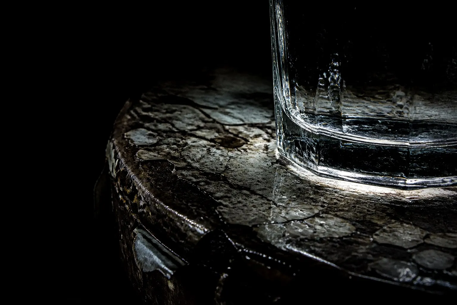 Editorial illustration: glass of water bedside table morning