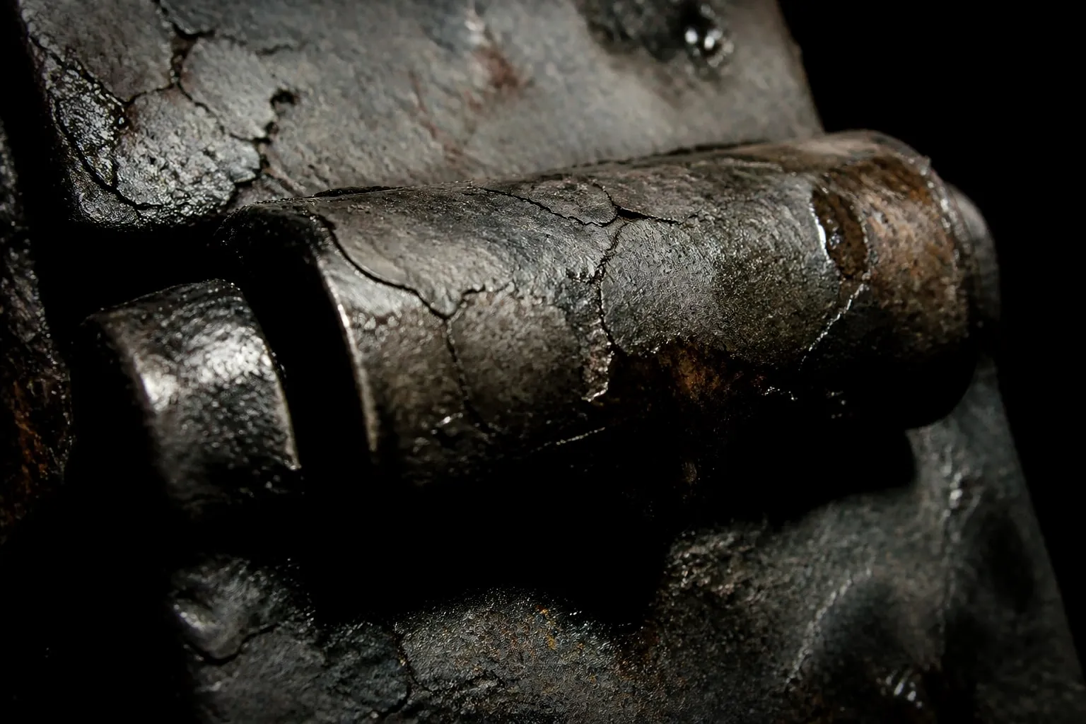Editorial illustration: metal hinge mechanism macro close up